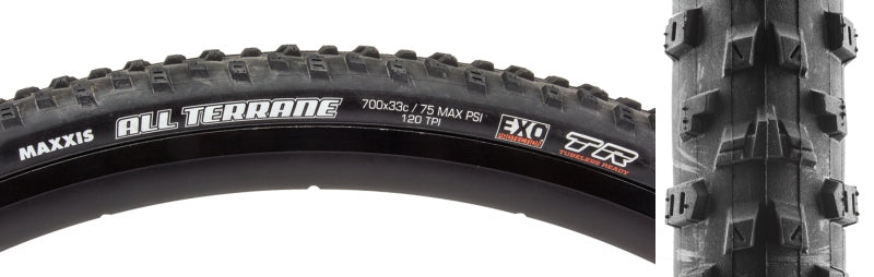 Maxxis All Terrane Tire - 700 x 33 Tubeless Folding Black Dual EXO 120tpi