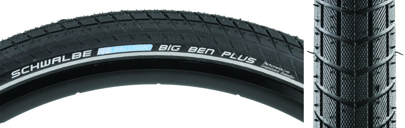 Schwalbe Big Ben Plus Tire - 700 x 50 Clincher Wire BLK/Reflective Performance Endurance E-50 GreenGuard DoubleDefense