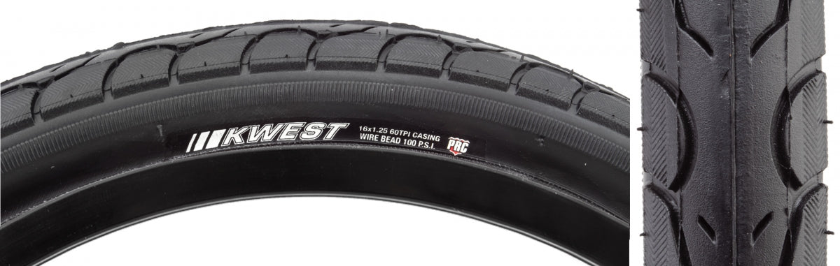 TIRE KEN KWEST 16x1.25 BK/BK SRC/PRC/60 WIRE 100psi