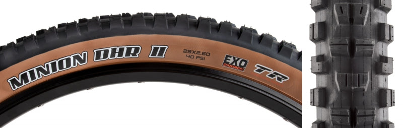 Maxxis Minion DHR II Tire - 27.5 x 2.4 Tubeless Folding BLK/Dark Tan Dual EXO Wide Trail