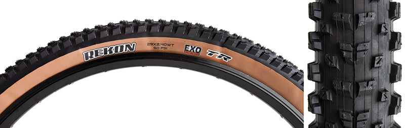 Maxxis Rekon Tire - 29 x 2.4 Tubeless Folding BLK/Dark Tan Dual EXO Wide Trail