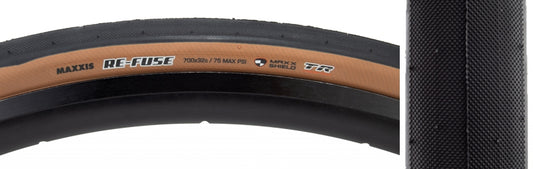 Maxxis Re-Fuse Tire - 700 x 32 Tubeless Folding BLK/Dark Tan Dual MaxxShield