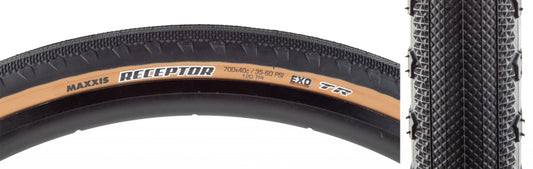 Maxxis Receptor Tire - 700 x 40 Tubeless Folding Black/Dark Tan Dual EXO