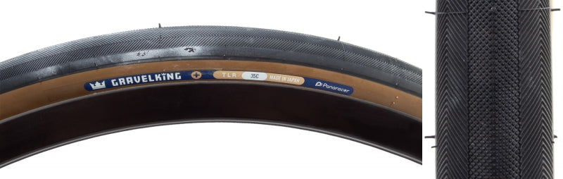 Panaracer GravelKing Slick Plus Tire - 700 x 35 Tubeless Folding Black/Brown