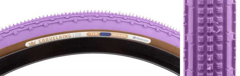 Panaracer GravelKing SK Tire - 700 x 45 Tubeless Folding Purple/Brown