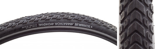 Schwalbe Marathon Mondial Tire - 700 x 42 Clincher Wire BLK/Reflective Performance Line RaceGuard Double Defense Addix