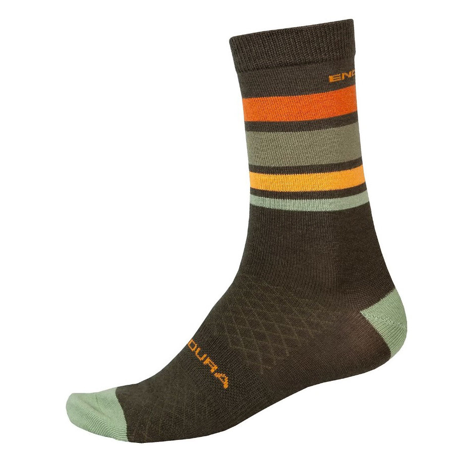 Endura BaaBaa Merino Stripe Sock Olive Green S/M