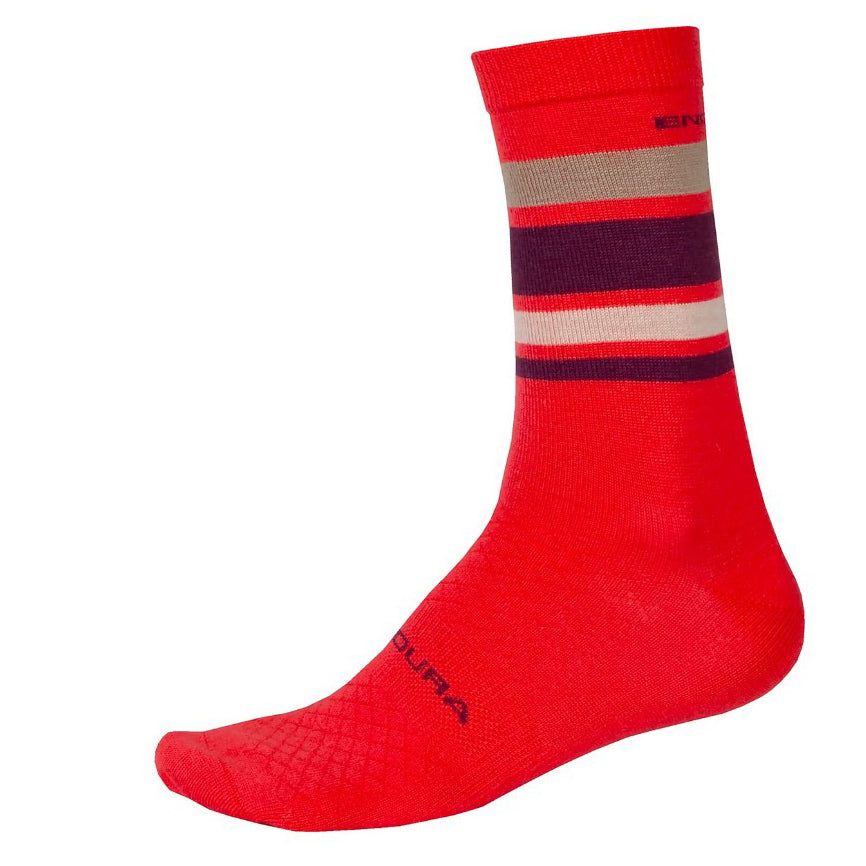 Endura BaaBaa Merino Stripe Sock Pomegranate S/M