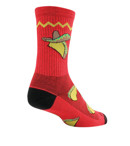 SockGuy Crew Taco Socks - 6" Red Small/Medium