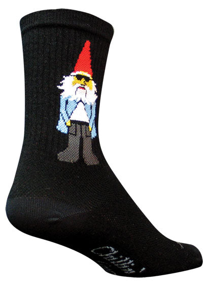 SockGuy Crew Gnomies Socks - 6" Black Small/Medium