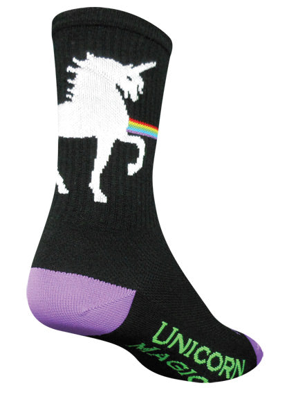 SockGuy Crew Unicorn Magic Socks - 6" Black Small/Medium