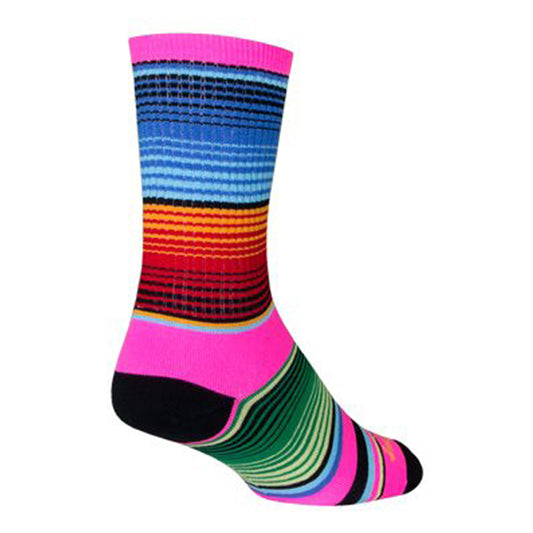 SockGuy Crew Siesta Socks - 6" Pink/Multi-Color Small/Medium