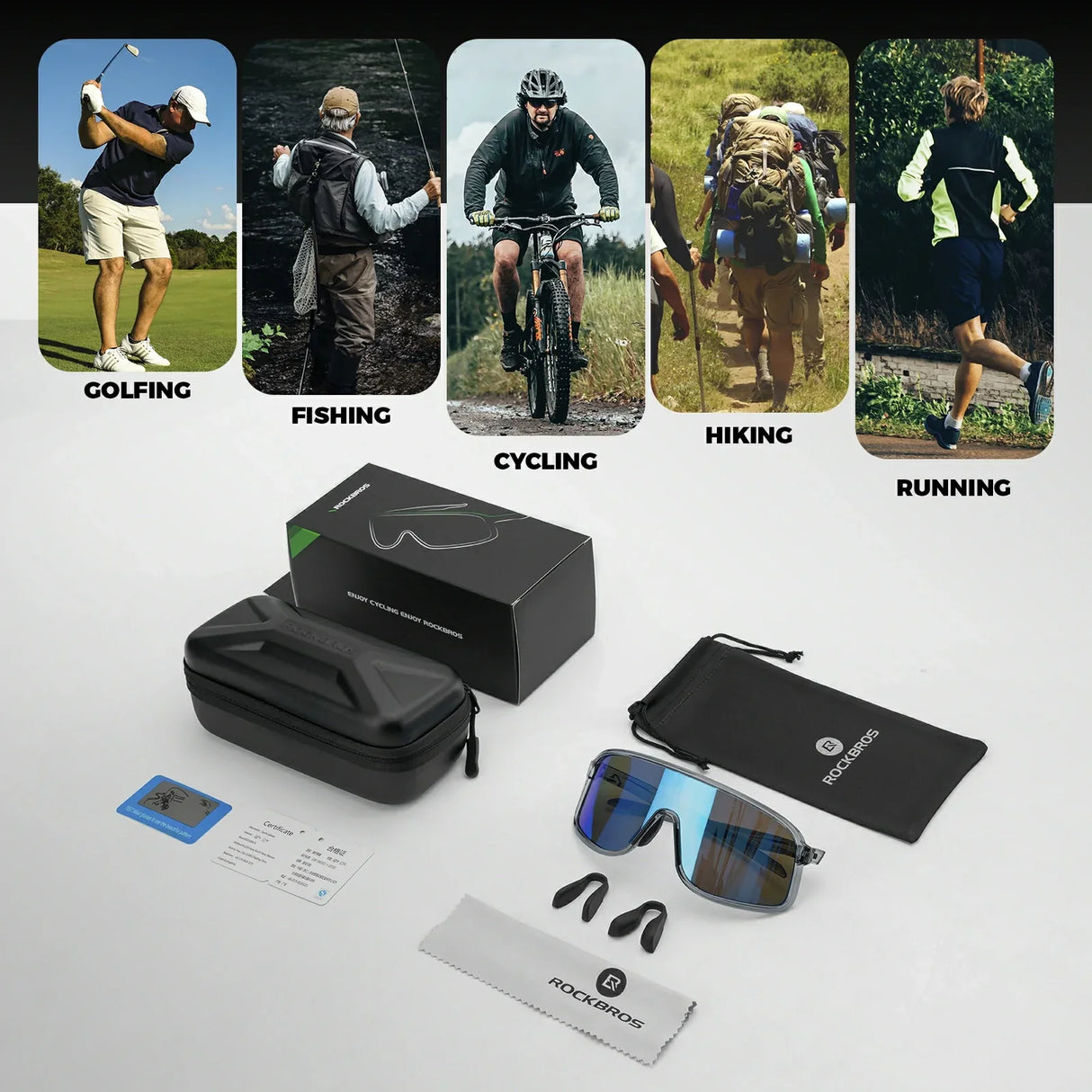 ROCKBROS Cycling Sunglasses Photochromic Polarized Sports Glasses UV400 Unisex