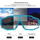 ROCKBROS-Blue Full Frame Photochromic Cycling Sunglasses