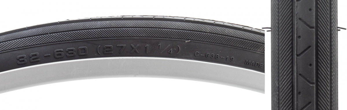 TIRE SUNLT 27x1-1/4 CST638 BK/BLK RD WIRE