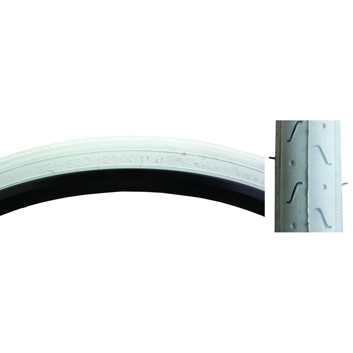 TIRE SUNLT 27x1-1/4 CST740 WH/WHT S-HP WIRE