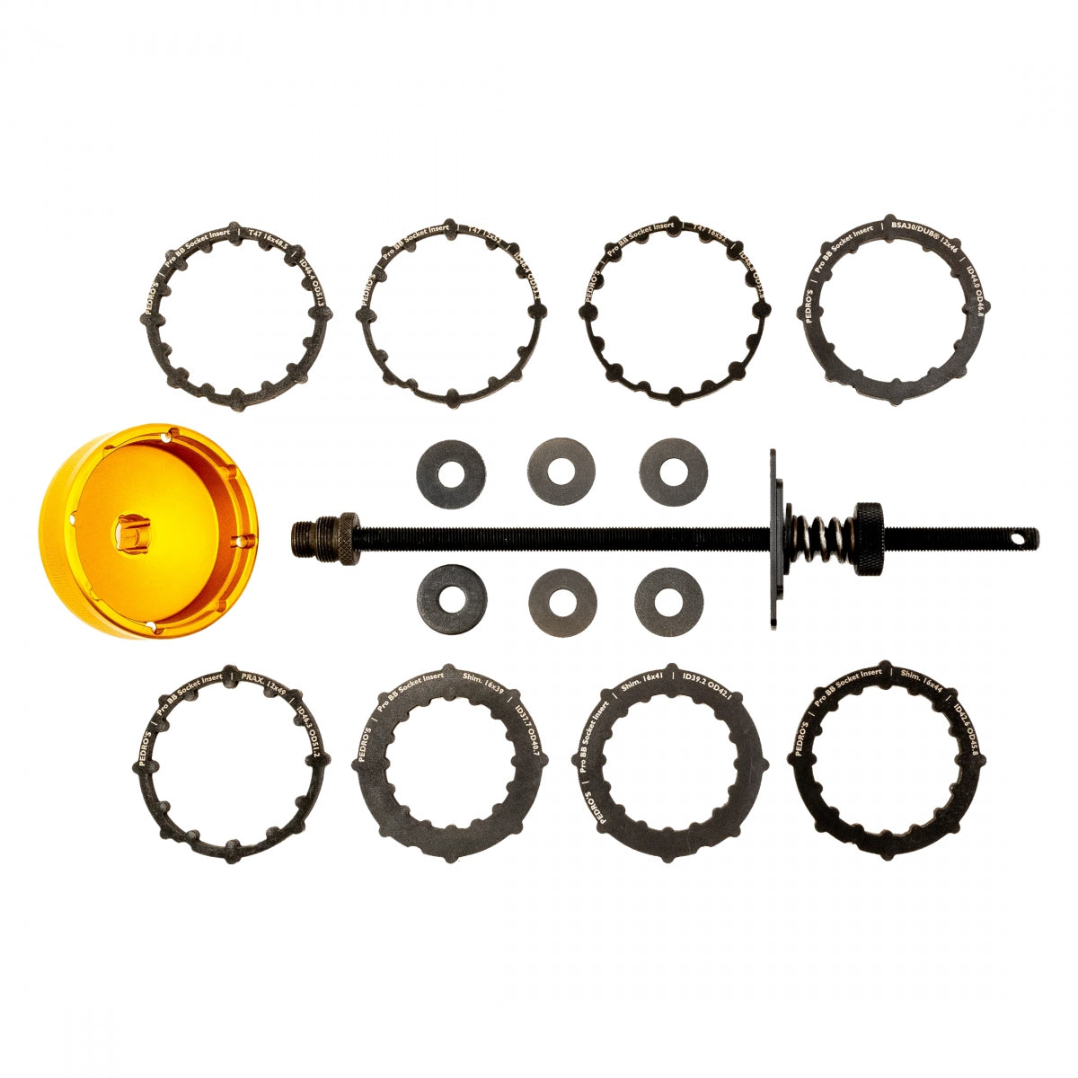 TOOL BB PEDROS PRO SOCKET CUP SET 10pc w/SOCKET CUP/INSERT SHI-16x44/16x41/16x39/BSA30/FOR DUB-12x46/T47-16x52/12x52/16x48.5/PRAX-12x49/HOLDER