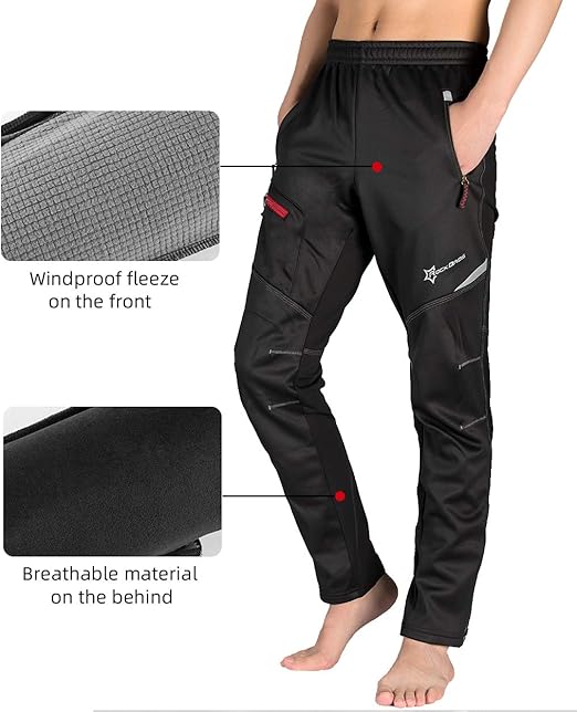 Cycling Pants for Men Windproof Thermal Fleece Winter Athletic