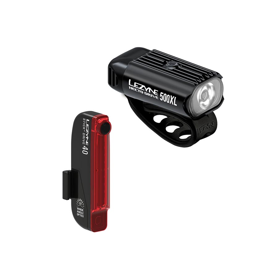 Lezyne Hecto Drive 500XL / Stick+ Drive Light Front and Rear Black Set