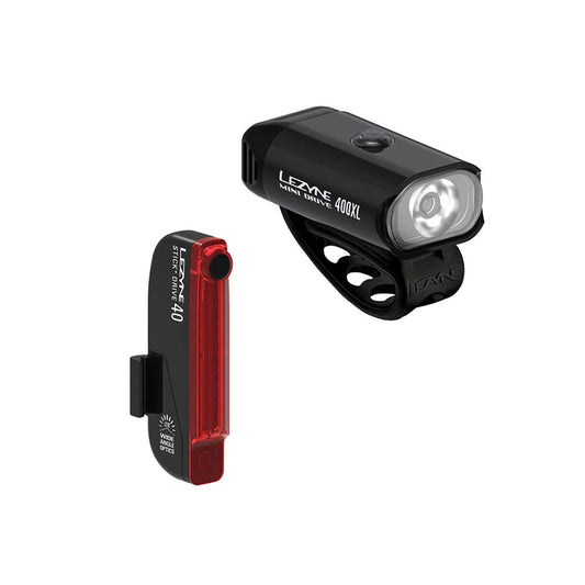 Lezyne Mini Drive 400XL and Stick+ Light Pair Black/Black