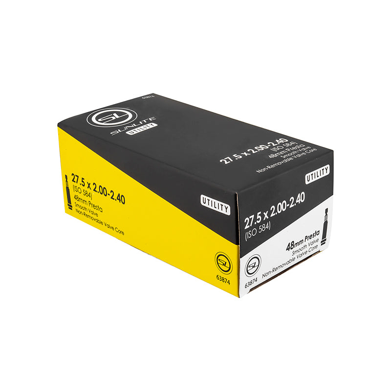 Sunlite Utili-T Standard Presta Valve Tubes 27.5x2.00-2.40 PV 48mm 0d Smooth Non-Removable 56mm 0.9mm