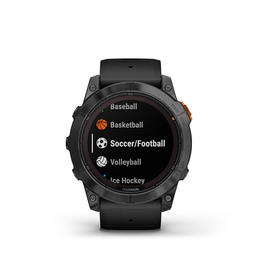 Garmin fenix 7X Pro Solar Glass Watch Watch Color: Slate Grey Wristband: Black - Silicone