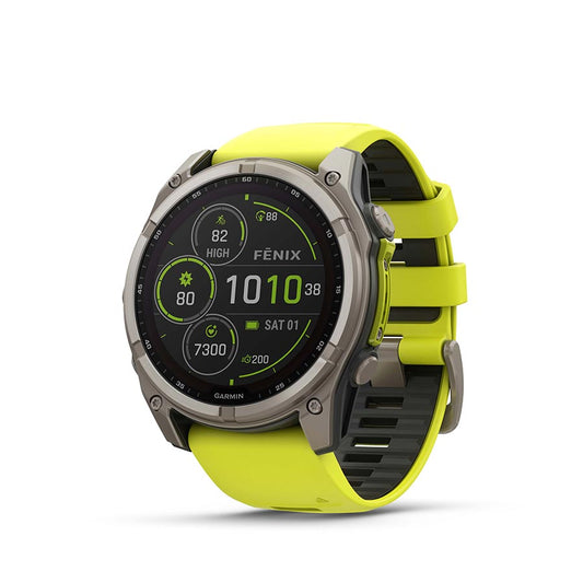 Garmin fenix 8 Solar Sapphire 51mm Watch Watch Color: Titanium Wristband: Amp Yellow/ Graphite - Silicone