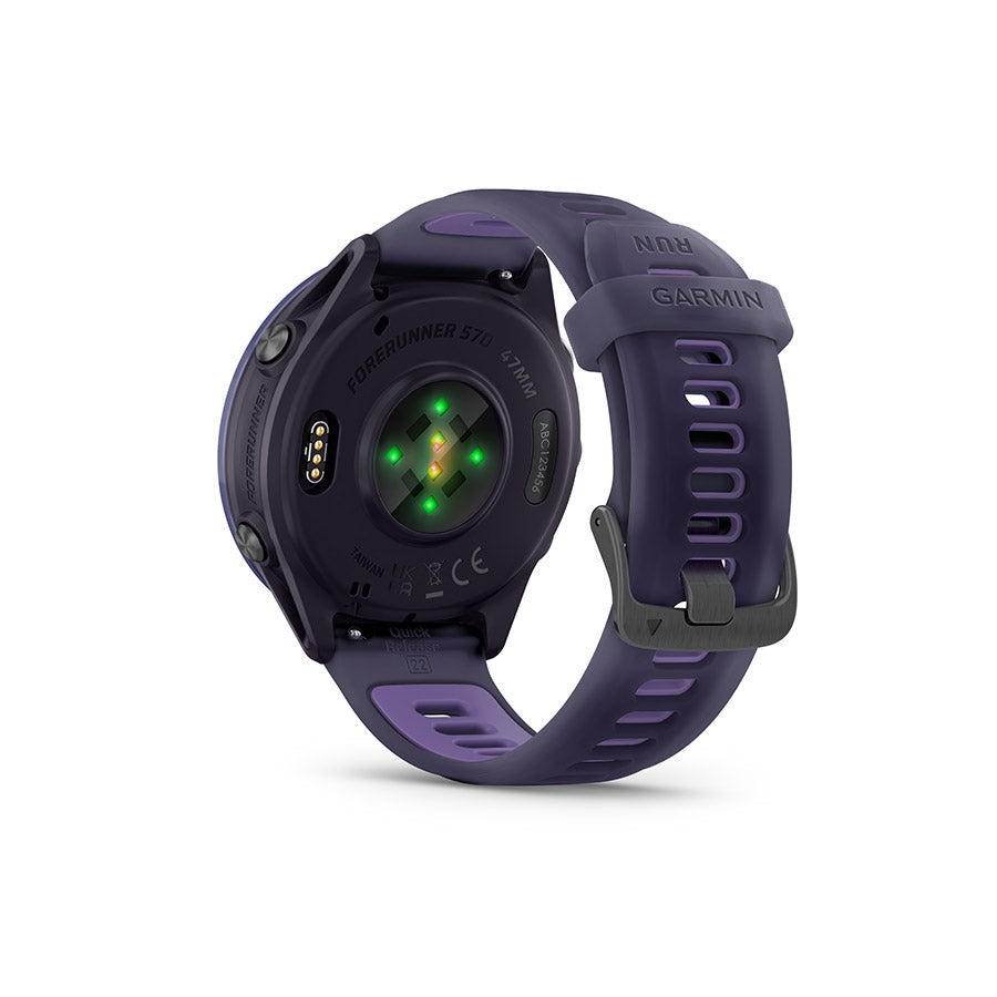 Garmin, Forerunner 570 47mm, Watch, Watch Color: Slate Grey, Wristband: Translucent Black/Black - Silicone