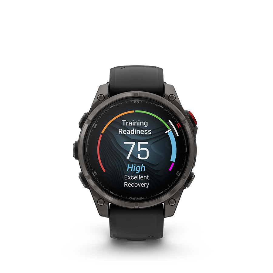 Garmin, fenix 8 Pro 47 mm- AMOLED Sap., Watch, Watch Color: Grey, Wristband: Black/ Pebble Gray - Silicone