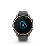 Garmin, fenix 8 Pro 47 mm- AMOLED Sap., Watch, Watch Color: Grey, Wristband: Black/ Pebble Gray - Silicone
