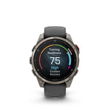 Garmin, fenix 8 Pro 47 mm- AMOLED Sap., Watch, Watch Color: Grey, Wristband: Black/ Pebble Gray - Silicone