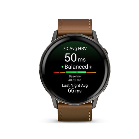 Garmin, Venu 4 45mm, Watch, Watch Color: Slate, Wristband: Black - Silicone