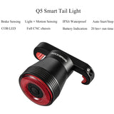 ROCKBROS Q5 Smart Brake & Tail Light - USB Rechargeable, Waterproof