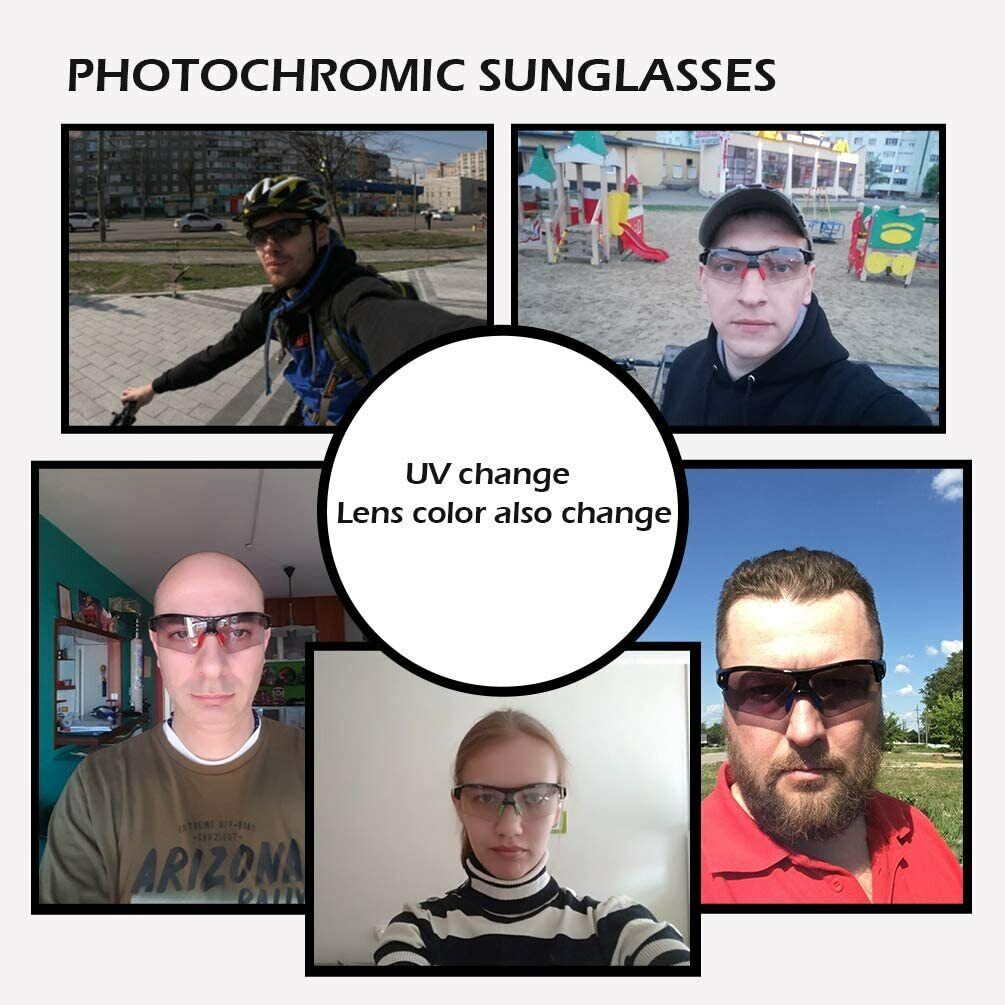 ROCKBROS Cycling Photochromic Glasses Sport Sunglassess Bike Glasses Driving Fishing UV400 Men Women