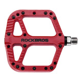 ROCKBROS Extra Large Mountain Bike Pedals Nylon Composite Bearing 9/16"(1 Pair)-RED