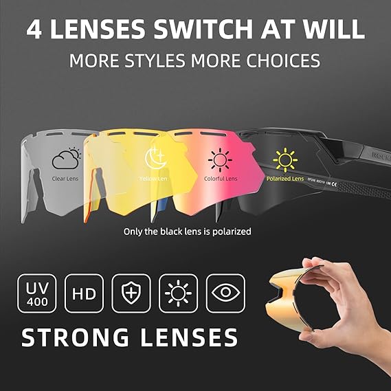 Polarized Cycling Glasses with 4 Interchangeable Lenses