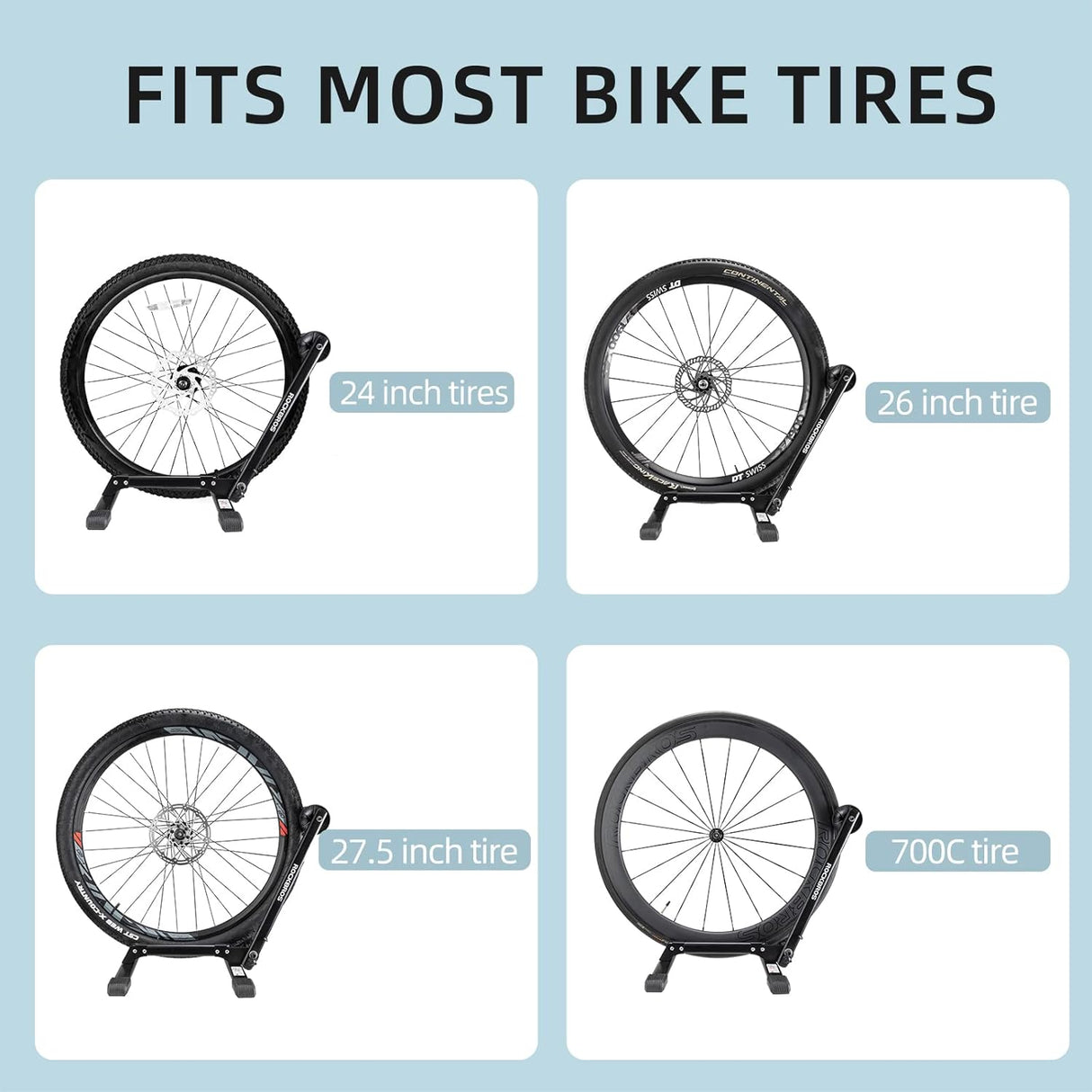 Foldable Carbon Steel Floor Bike Stand for 20"-29" Wheels
