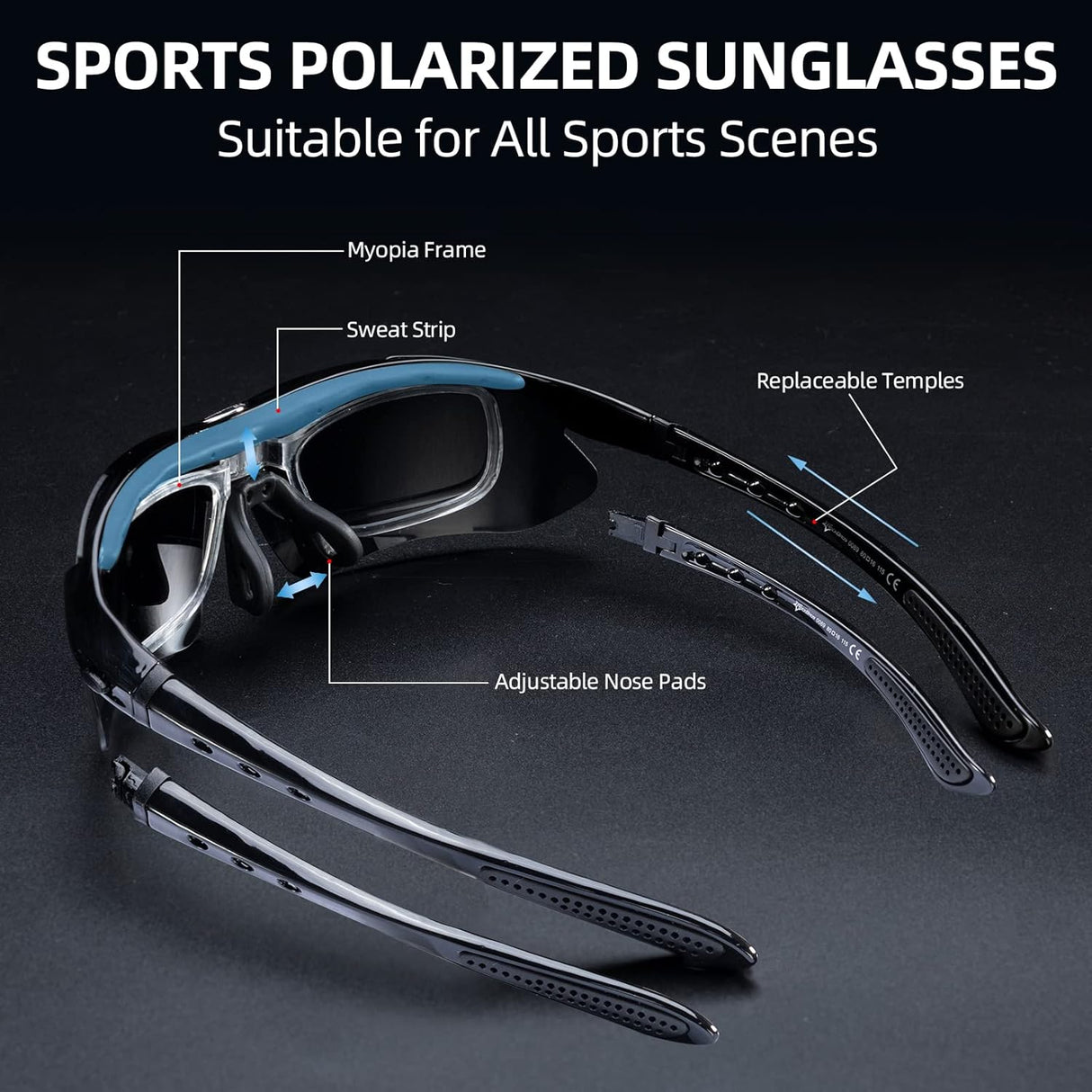 Slim Polarized Sports Sunglasses with 4 Lenses