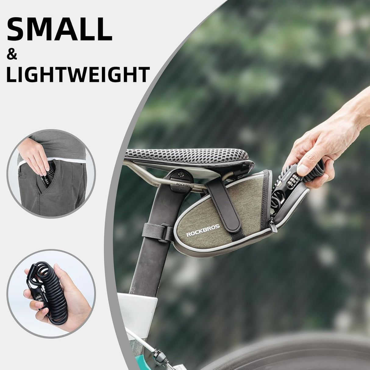 ROCKBROS Bike Lock Cable Combination Bicycle Lock - 6FT Long, Portable, Anti-Theft