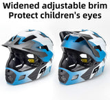 ROCKBROS Kids Full Face Bike Helmet Ages 5-14 Anti-Collision Detachable Chin