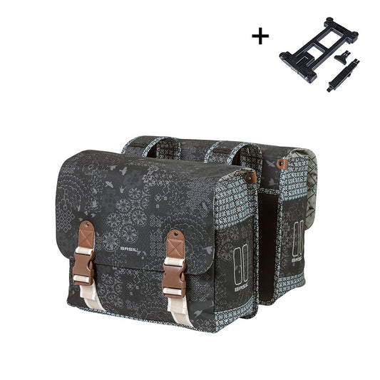 Basil Bohème Double Pannier 35L Grey Pair