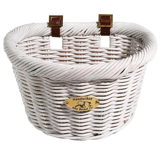 Nantucket Cruiser D-Shaped Basket White 14.5"x10.5"x9.5"