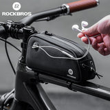 ROCKBROS Bicycle Top Tube Bag 1.3L Mountain Road Bike Frame Bag Reflective