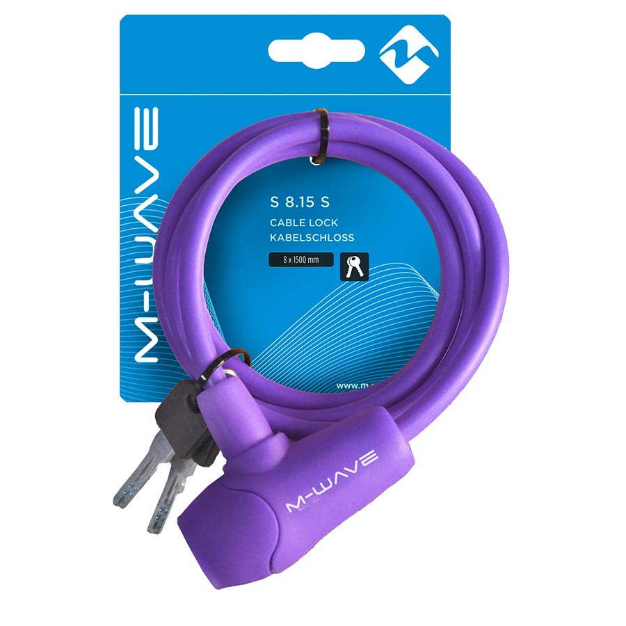 M-Wave S 8.15 S Cable lock Key 8mm 8x1500mm Purple