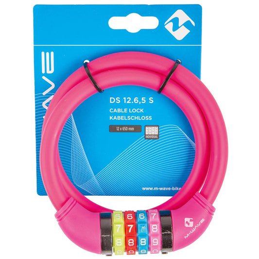 M-Wave DS 12.6 Cable lock Combination 12mm 12x650mm Pink