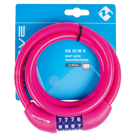 M-Wave DS 12.10 Cable lock Combination 12mm 12x1000mm Pink
