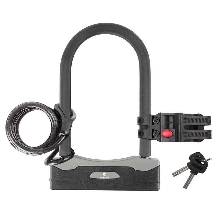 M-Wave B&S U-Lock Key 106x188mm Thickness in mm: 15mm With 8mm x 180cm cable Black