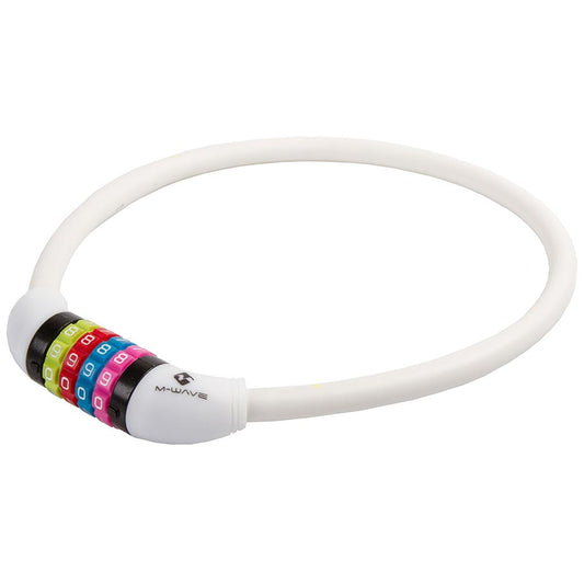 M-Wave DS12.65 Silicone Cable lock Combination 12mm 2 White