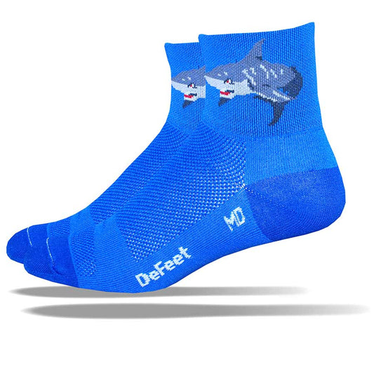 DeFeet Aireator 3" Shark Attack! Socks 9.5-11.5 Blue