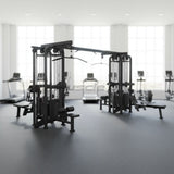 8 Stack Megatron Standard Jungle Gym - 2 Colors - Muscle D Fitness - Black/Silver, Lat Pulldown, Pull-up, Low Row, Single/Double Pulleys